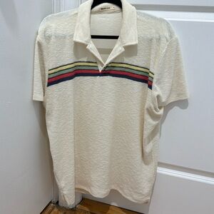 Marine layer terry out stripe polo